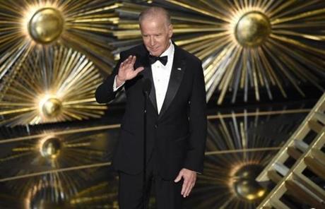 Vice President Joe Biden introduced Lady GaGa at the Oscars. 
